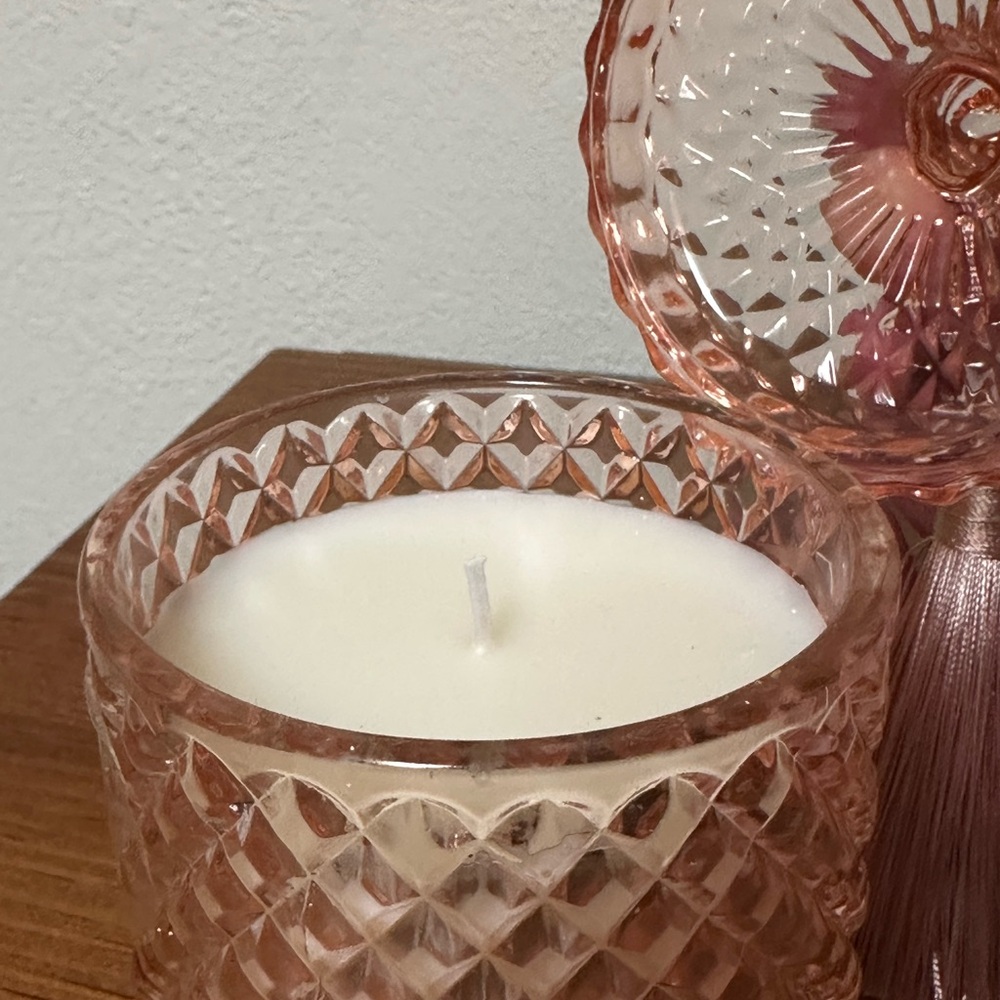 Pink Glass Candle with Lid - Picture 2 of 6